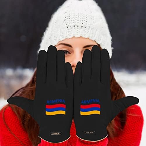 Ermenistan bayrağı kadın Polar Kış Eldiven Sıcak Dokunmatik Ekran Tam Parmak Eldiven