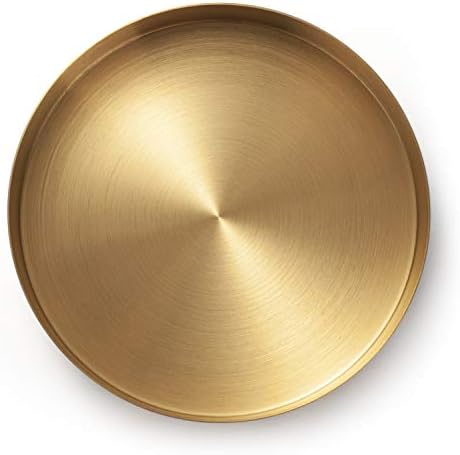 IVAILEX Yuvarlak Altın Tepsi Paslanmaz Çelik Takı, makyaj, Mum Tabağı Dekoratif Tepsi (5.5 inç)