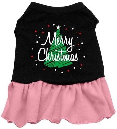 Karalama Mutlu Noeller Köpek Elbisesi-Pembe Siyah / Küçük