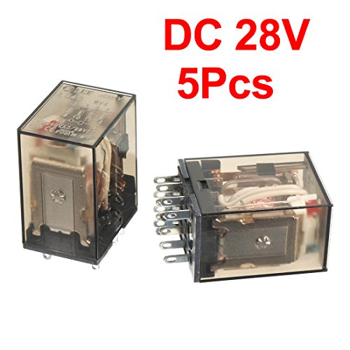 Aexıt 5 Adet DC kontrol elektrik 28V bobin 4PDT 4NO + 4NC 14Pin güç elektromanyetik röle DİN ray / PCB monte AC 220V 3A w