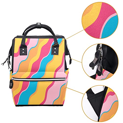 LORVIES Kek Renk Paleti Boyama Gökkuşağı bebek bezi çantası Sırt Çantası, Büyük Kapasiteli Çok Fonksiyonlu seyahat sırt çantası