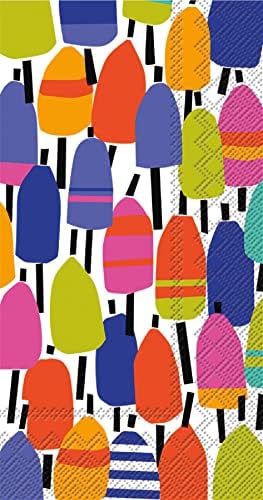 Denizcilik Renkli Şamandıralar 3 Katlı Kağıt Misafir Havluları - 32 Adet - Büfe Mutfak veya Banyo için Dekoratif Kağıt Peçeteler