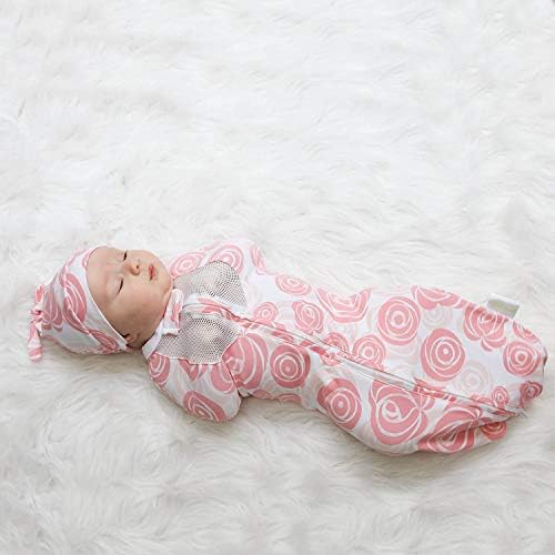 Woombie Havalandırmalı Bebek Kundak Battaniyesi Yatıştırıcı, Pamuklu Bebek Kundak Giyilebilir Bebek Battaniyesi, Pembe/Beyaz