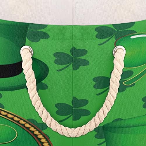 Aziz Patrick Günü Yeşil Şapka (5) Depolama için Büyük Yuvarlak Sepetler Kulplu Çamaşır Sepetleri Banyo Rafları için Battaniye