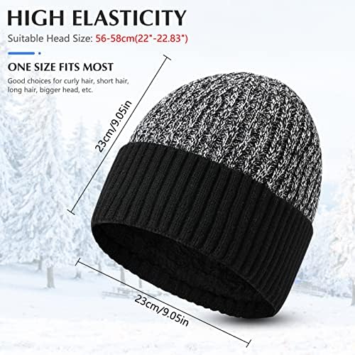 BıSıVıO Sıcak Tıknaz Kablo Örgü Şapka Hımbıl Kış Bere Erkekler ve Kadınlar için, çift Katmanlı Sıcak Örgü Şapka Kaplı Kış