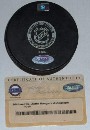 Michael Del Zotto İmzalı Resmi Rangers Logosu Puck Predators Flyers Steiner Coa İmzalı NHL Diskleri