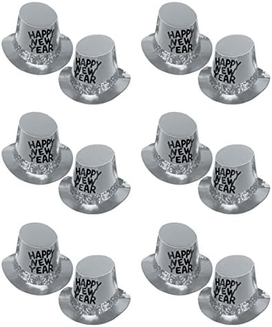 Beistle 12 Parça Gümüş Yeni Yılınız Kutlu Olsun Şapkalar NYE Parti Malzemeleri