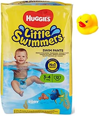 Küçük-Küçük Yüzücüler Tek Kullanımlık Yüzme Pantolonu, (15lb-34lb.), 12 Sayımlı Bonus YDF Lastik Ördek Yavrusu Oyuncağı