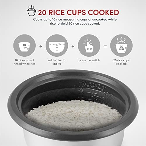 Aroma Züccaciye ARC-360-NGP 20-Cup Pot Tarzı Pirinç Ocak ve buharlı pişirme tenceresi, Beyaz