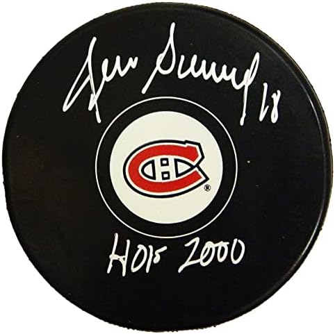 Denis Savard, Montreal Canadiens Takım Logolu Hokey Diskini HOF 2000 İmzalı NHL Diskleriyle İmzaladı