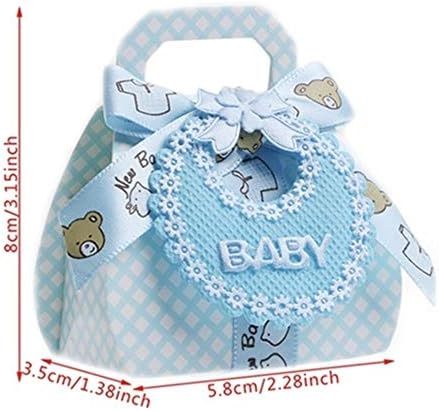 CheeseandU Bebek Duş Iyilik 24 Paketi Sevimli Şeker hediye keseleri Küçük Ekose Sepetleri ile Sevimli Şerit ve Önlük Dekor
