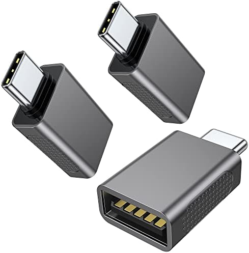 AuviPal 10Gbps USB C'den USB Adaptörüne (3 Paket), USB Tip C Erkekten USB A Dişiye, Thunderbolt 4/3'ten MacBook Pro / Air,