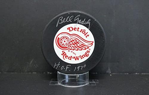 Bill Gadsby İmzaladı (HOF 70) Resmi Red Wings Disk İmzası PSA / DNA AL77883-İmzalı NHL Diskleri