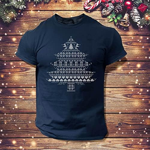 Noel Erkek Gömlek Kısa Kollu Bluz Tops Kardan Adam Grafik Crewneck Erkek Düz Renk Noel Tatil Parti Bluz
