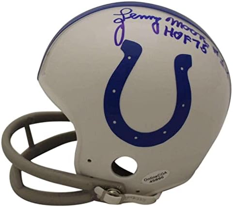 Lenny Moore İmzalı / İmzalı Baltimore Colts 2Bar Mini Kask HOF OA 23203 - İmzalı NFL Mini Kasklar