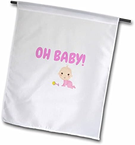 3 Çıngıraklı Kız Bebek Görüntüsü ve Yukarıdaki oh Baby Kelimeleri - Bayraklar (fl-360833-1)