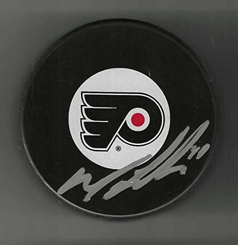 Michael Leighton Philadelphia Flyers Diskini İmzaladı - İmzalı NHL Diskleri