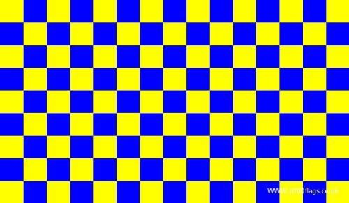Shrewsbury Kasabası Sarı ve Mavi Kareli 5'x3' Bayrak