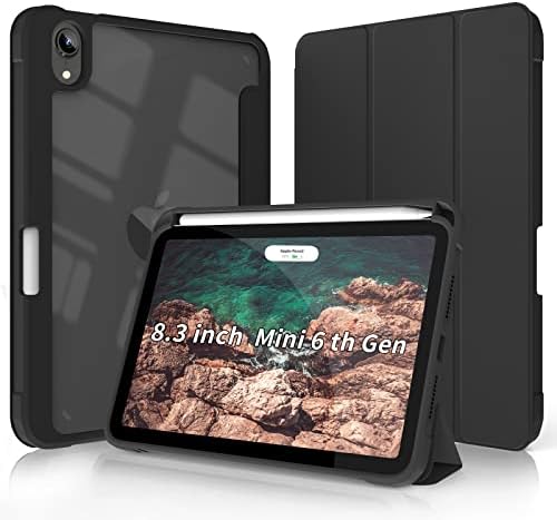 Kenke Hibrid İnce Kılıf için iPad Mini 6 2021(8.3 inç) Kalemlik, Otomatik Uyandırma / Uyku, Darbeye Dayanıklı Şeffaf Şeffaf