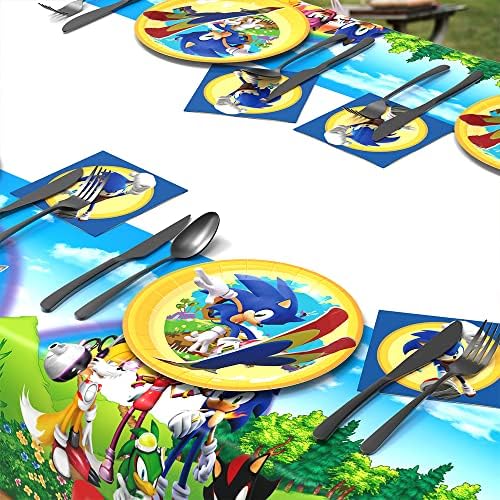 73 Paket Sonic Doğum Günü Partisi Malzemeleri Seti, Mavi Kirpi Doğum Günü Süslemeleri, Sonic Kağıt Tabak Karikatür Tek Kullanımlık