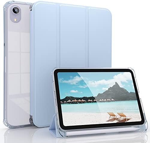 JKSML İnce iPad kılıfı Mini 6 2021 (8.3 inç)-[Dahili kalemlik] Darbeye Dayanıklı Kapak Şeffaf Şeffaf Arka Kabuk, iPad Mini