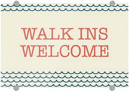 CGSıgnLab / Walk Ins Welcome-Deniz Dalgası Premium Akrilik Tabela / 18x 12