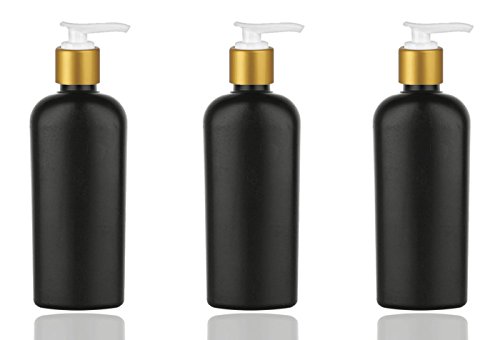 Grand Parfums II SİYAH MAT Losyon pompa şişeleri, 6 Oz, HDPE Plastik Pürüzsüz Mat Altın Alüminyum Overshelled Losyon Pompaları
