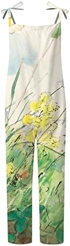 MtsDJSKF Lavanta takım elbise Bayan Casual Çiçek Baskı Ayarlanabilir Sapanlar Tulumlar Geniş Bacak Gevşek Fit Tulum Tulum