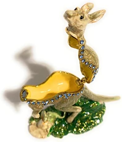 Koleksiyon Bejeweled Kanguru Mücevher Kutusu Biblo Kutusu Heykelcik Dekorasyon Hediye Hayvan Lover Hediyeler