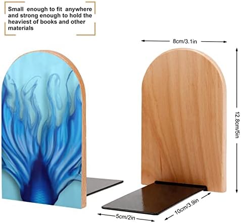 Mavi Denizkızı Kuyruğu Ahşap Kitap Ayracı Moda Dekoratif Kitap Standı Ev ve Ofis Rafları için 2 Set