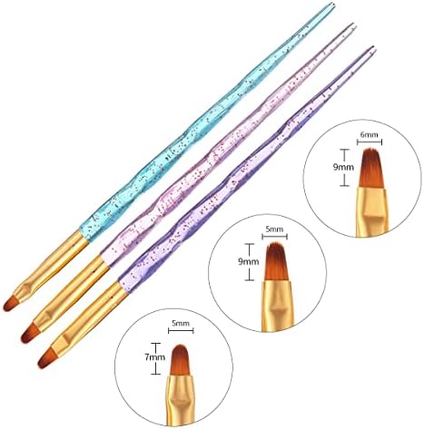 LUKEO 3 adet Tırnak Fırçası Kristal Akrilik Jel Uzatma Oluşturucu Çizim Lehçe Boyama Çizim Fırça Kalem Manikür Aracı