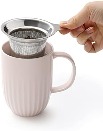 ZEN Pleats Porselen Çay Bardağı Demlik ve Kapaklı 16oz Set (Berry Pembe)