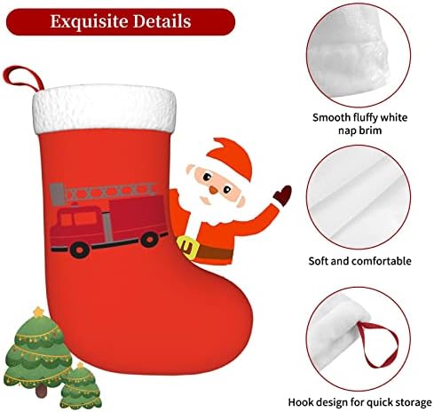 Yuyuy Kırmızı İtfaiyeci itfaiye kamyonu Noel Çorap Tatil Dekorasyon Şömine Asılı Çorap 18 İnç Çorap