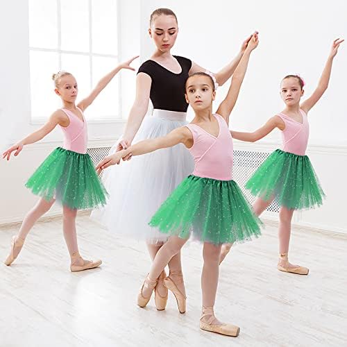 Sibba Sparkle Tutu Etek Bale Dans Skorts 3 Katmanlı Tül Pullu Yıldız Rol Yapma Doğum Günü Prenses Parti Kızlar