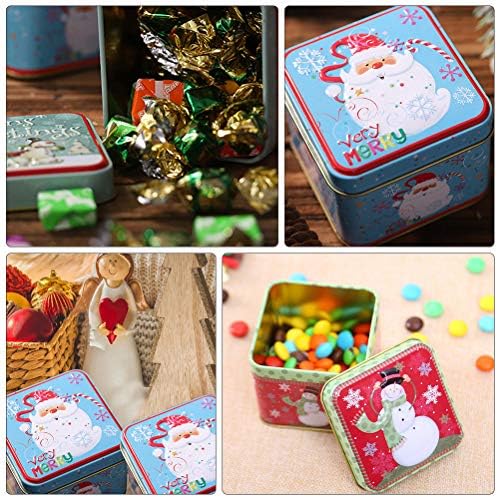 UPKOCH Teneke Kare Şeker Kutuları Noel Tasarım Hediye Saklama Kutuları 2 adet