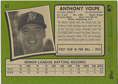 2020 Topps Miras Küçükler Beyzbol 87 Anthony Volpe Pulaski Yankees Resmi MILB Küçük Lig Ticaret Kartı