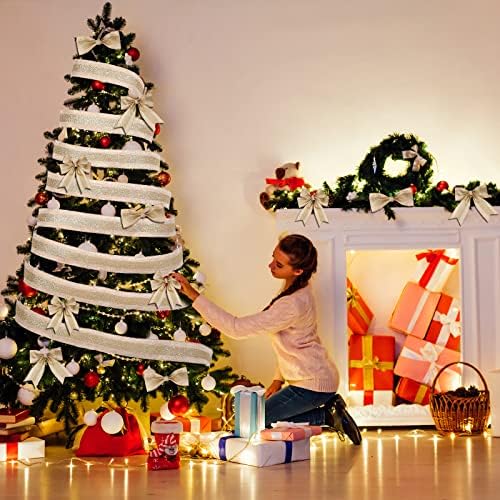 Noel Altın Şerit Şerit Dekor Altın Glitter Sarma Şerit Ağacı Şerit DIY Kablolu Kenar Şerit Ev Yard Sarma için DIY Zanaat