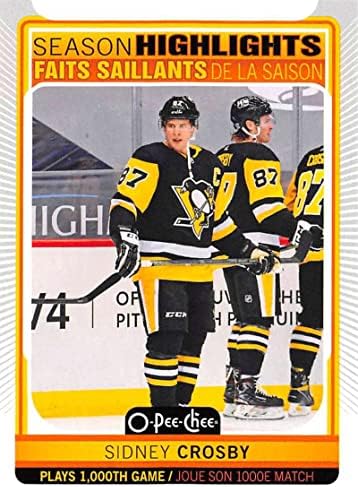 2021-22 O-Pee-Chee 594 Sidney Crosby Pittsburgh Penguins NHL Hokey Ticaret Kartı