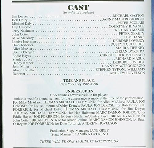 Şanslı Adam, Açılış Öncesi + Broadway oyun faturası + Tom Hanks, Maura Tierney, Courtney B. Vance