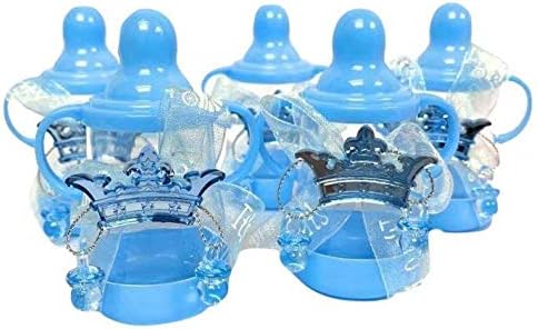 Bebek Mavi Prens Taç Bebek Duş Parti Favor Doldurulabilir Şişeler 12 Sayısı