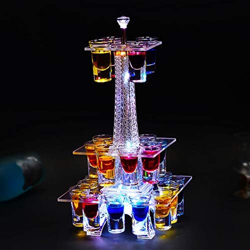 Renkli Bar kokteyl cam standı ışık, paslanmaz çelik bardak tutucu şarj renkli ışık çift katmanlı bardak şarap rafı-b
