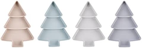 Garneck Plastik Servis Tepsileri Noel Ağacı 3 Kesitli Servis Tabakları, Meze Tatlı Atıştırmalık Tabağı Tatil Partisi için