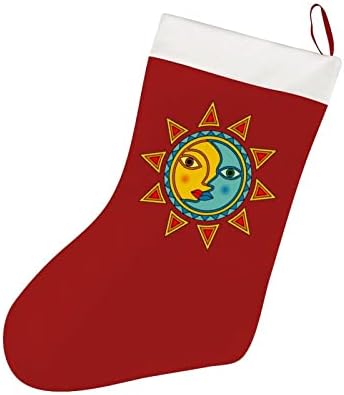 Güneş Ay Noel Çorap Kısa Peluş Noel Çorap Asılı Süsleme Noel Ağacı Şömine Dekorasyon 26x42cm