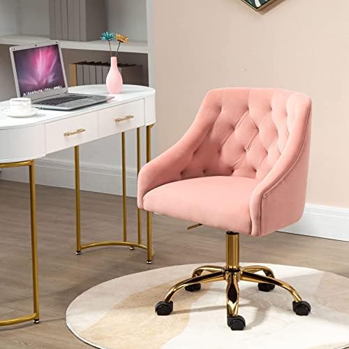 MOJAY Kadife Kumaş Pembe Masa Sandalye Ev Ofis için / Döner ofis koltuğu / Modern Tasarım / Sandalyeler Yatak Odası Masası