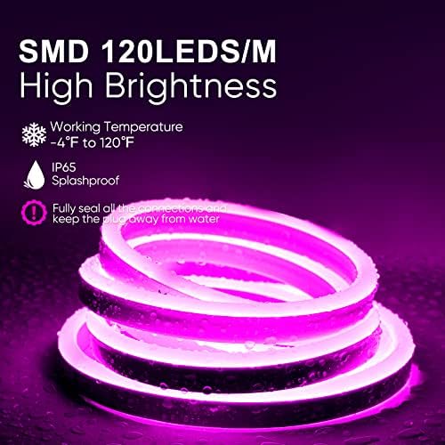 Pembe 20M/65.6 ft LED Neon Halat aydınlatma Kiti ile Montaj Klipsi Paketi Parlaklık Dekor Paketi Ürünleri