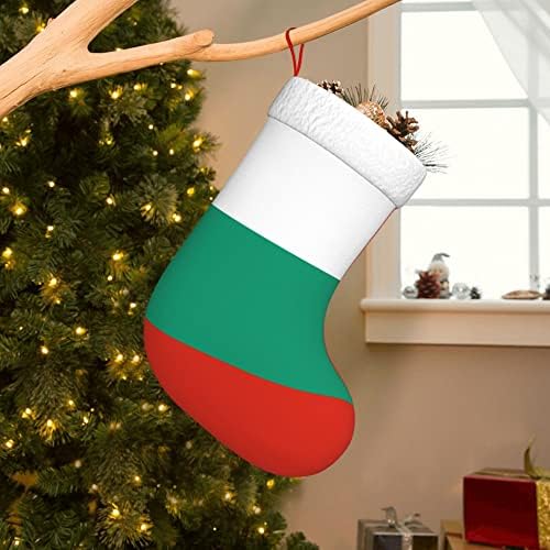 QG ZZX Noel Çorap Beyaz Süper Yumuşak Peluş Manşet Bulgar Bayrağı Noel Çorap Noel Süslemeleri Çorap