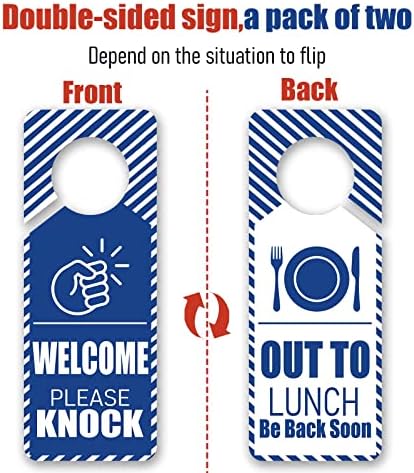 Dışarı Öğle Yemeği Kapı Tokmağı Askı Kapı İşareti Karşılama Lütfen Vurmak İşareti Şerit Tasarımı 3.35x 8.86 -Çift Taraflı